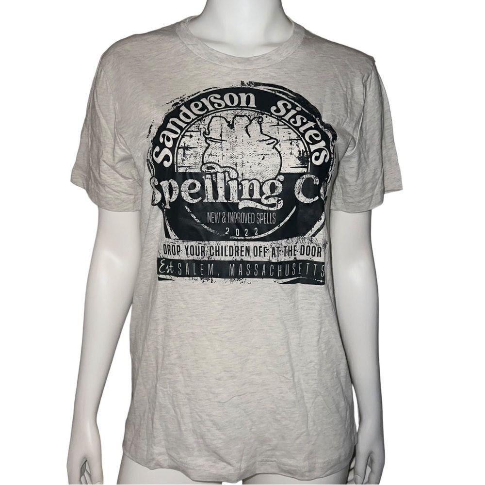 Bella + Canvas Womens Sanderson Sisters Spelling Co T-Shirt Gray Medium EUC